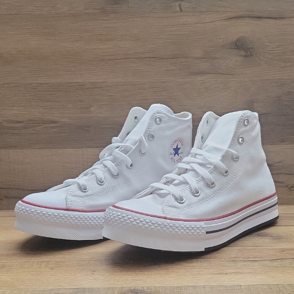 Converse White Sneakers with Blue Star Logo